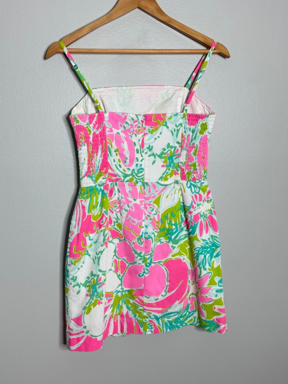 Lilly Pulitzer Jesse Skort Romper Dress Cotton Pink Green Floral Straps Sz 2 - Picture 7 of 16